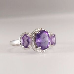 Amethyst Trilogy Ring 2.65 Carats tw Size 8